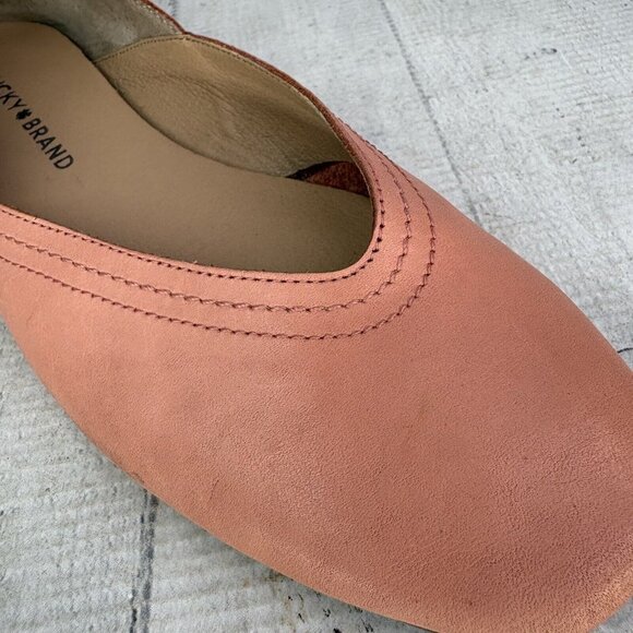 Lucky Brand ALBA Hazel Salmon Leather Slip On Square Toe Ballet Flat Shoe Sz 7 M - Picture 15 of 16